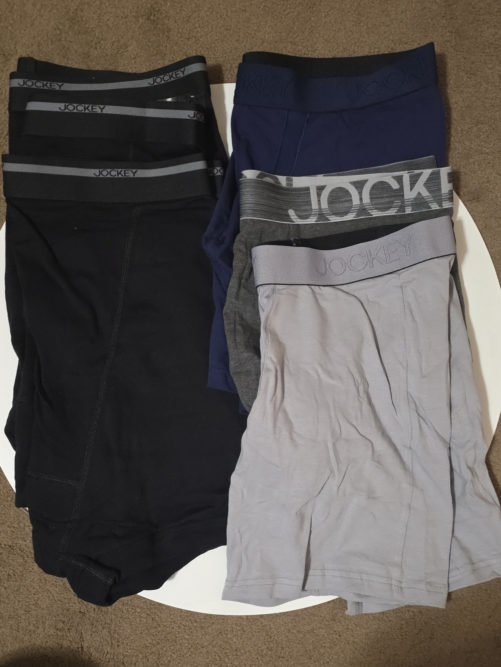 Jockey Men’s Boxer Briefs in Black, Navy, and Light Gray